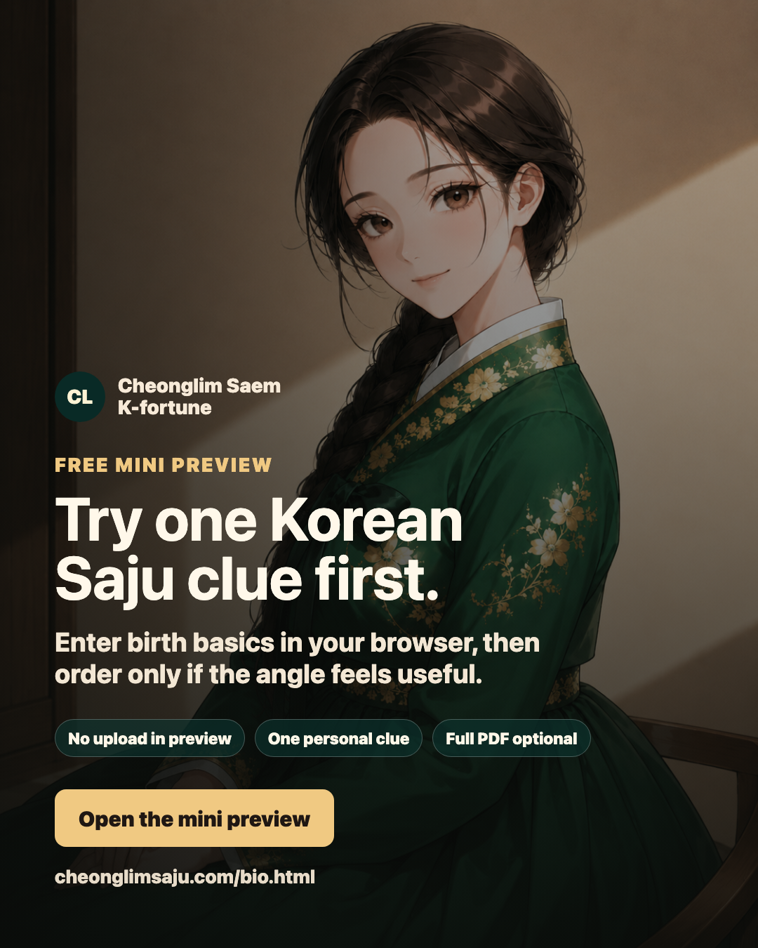 Free Korean Saju mini preview card