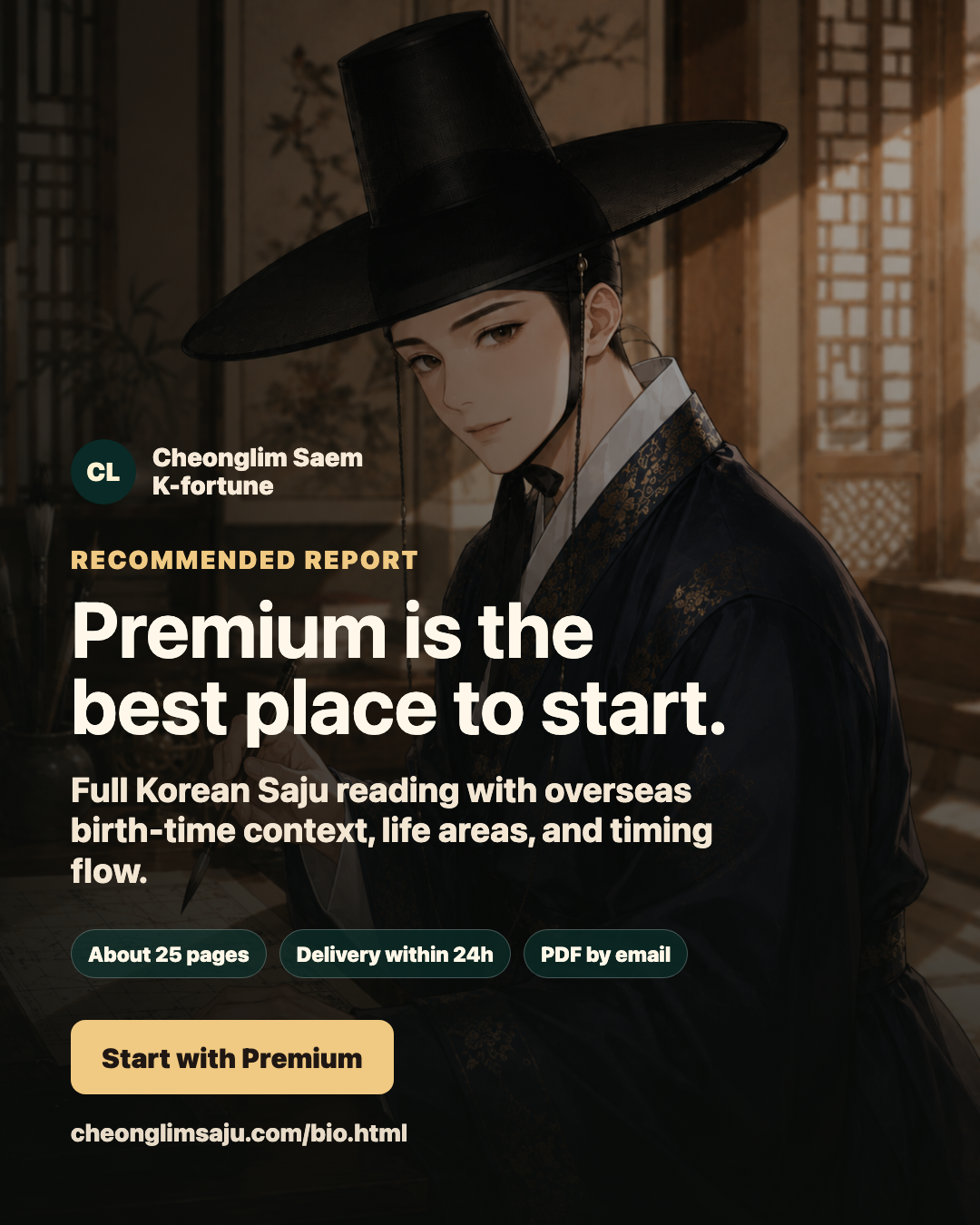 Premium Korean Saju reading social card